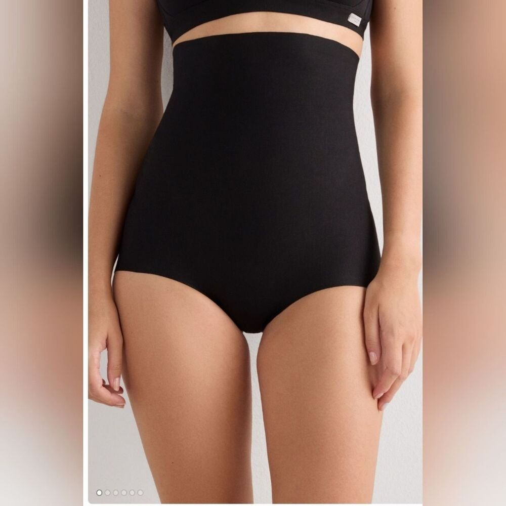 Intimissimi Black Shapewear 55$ Light Cotton High Waist Hipsters Size XXL